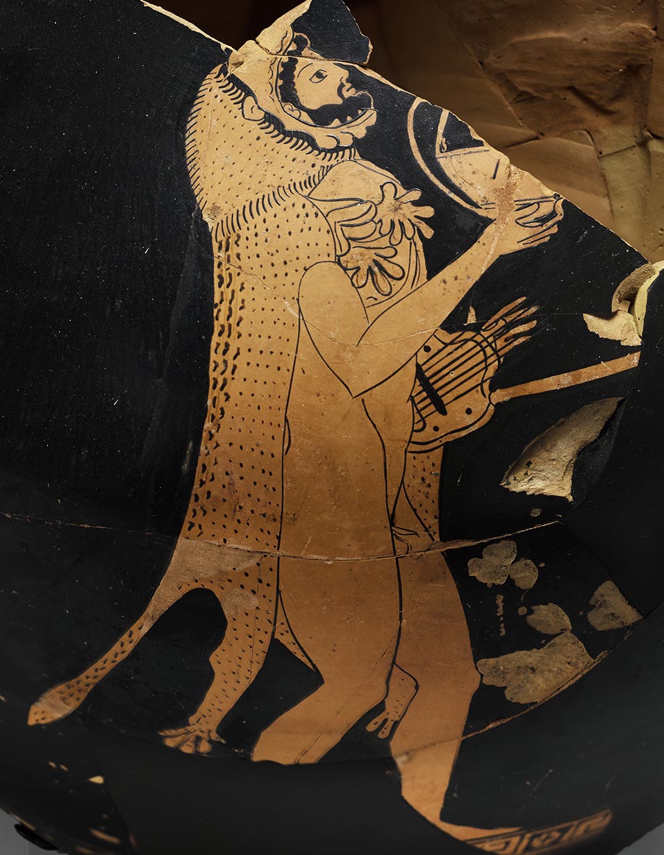 One view of a vase formed by several fragments, the body depicting Herakles