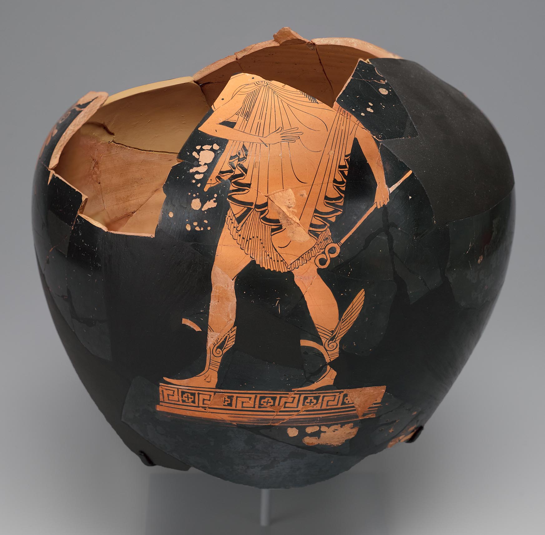 Another view of the vase, the body depicting Hermes