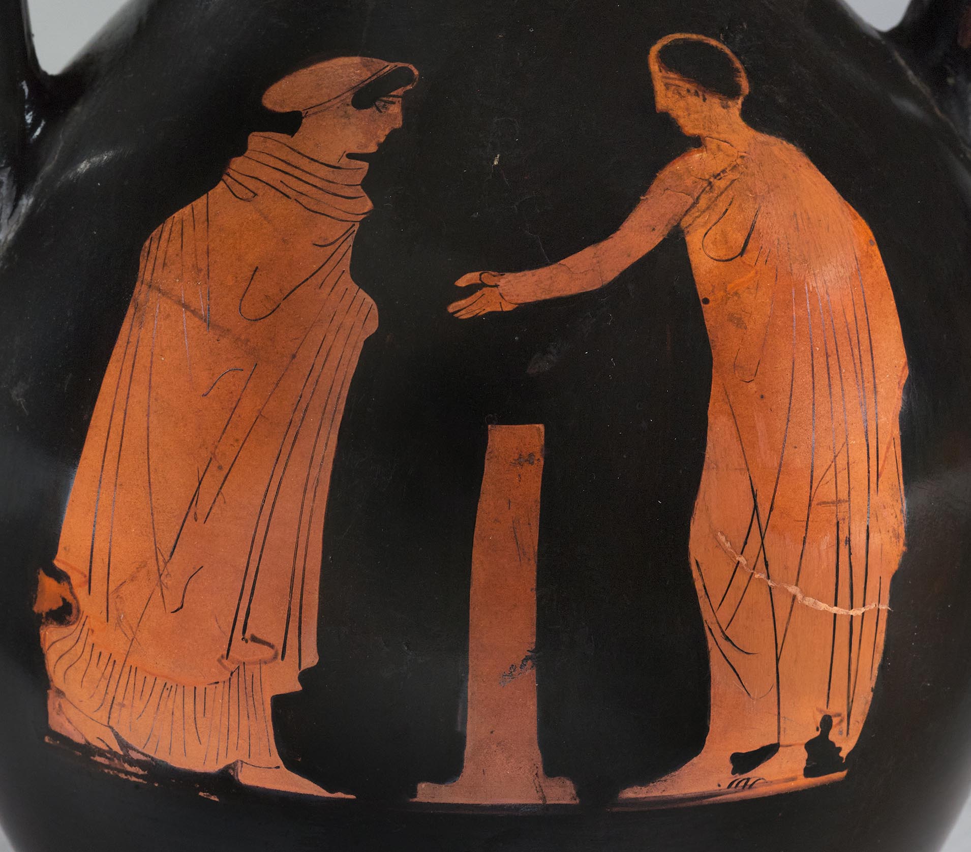 Detail showing a male youth and a woman