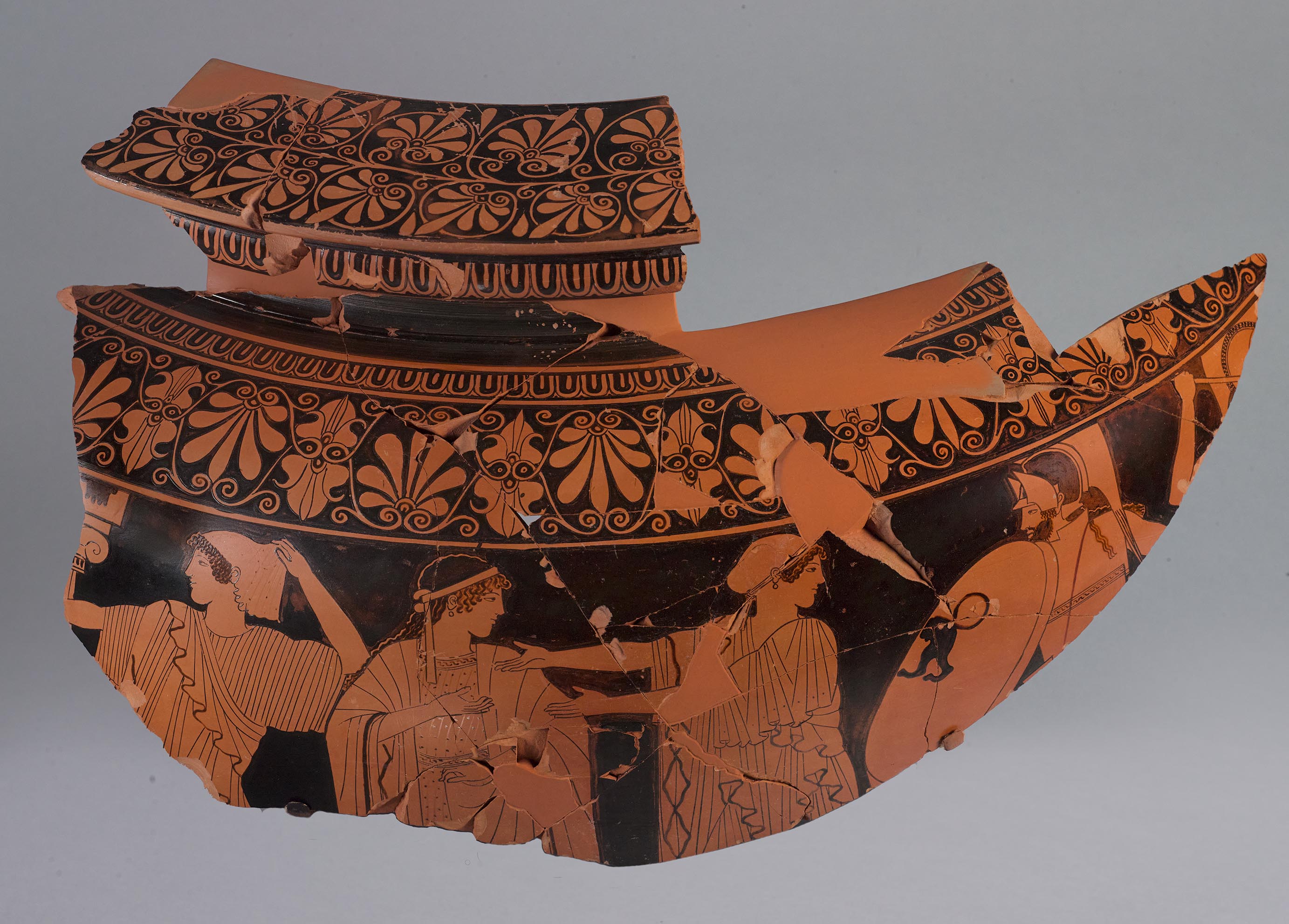 Another view of a fragment from a vase, showing a partial scene of the Reclamation of Helen
