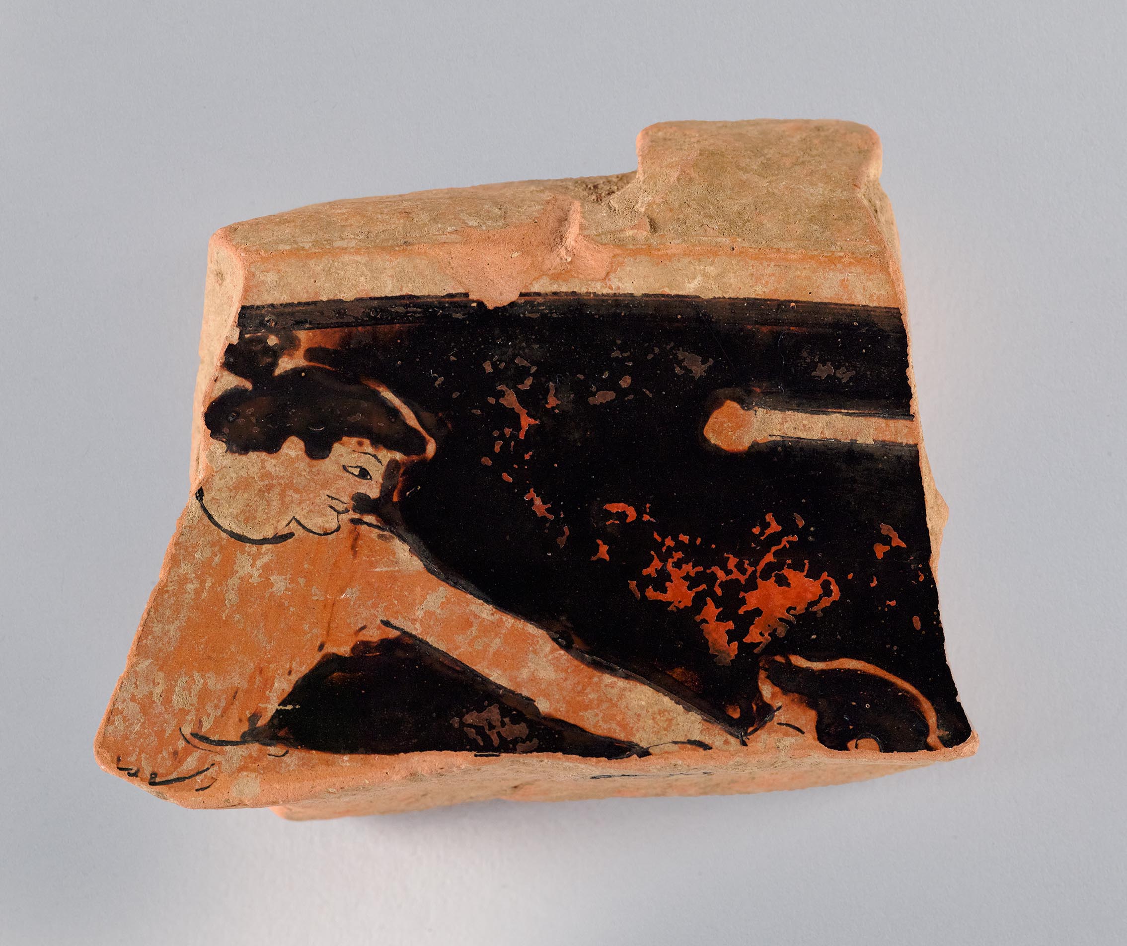 One view of a fragment from a vase, showing Theseus