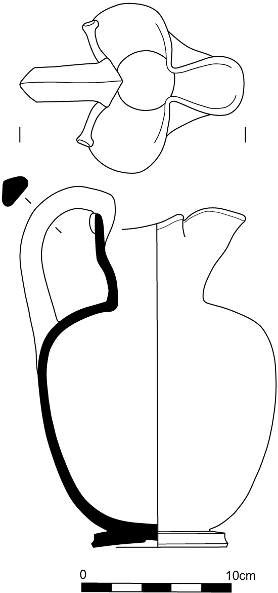 Line drawing profile view of the oinochoe