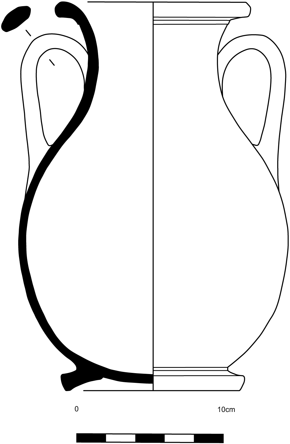 Line drawing profile view of the pelike