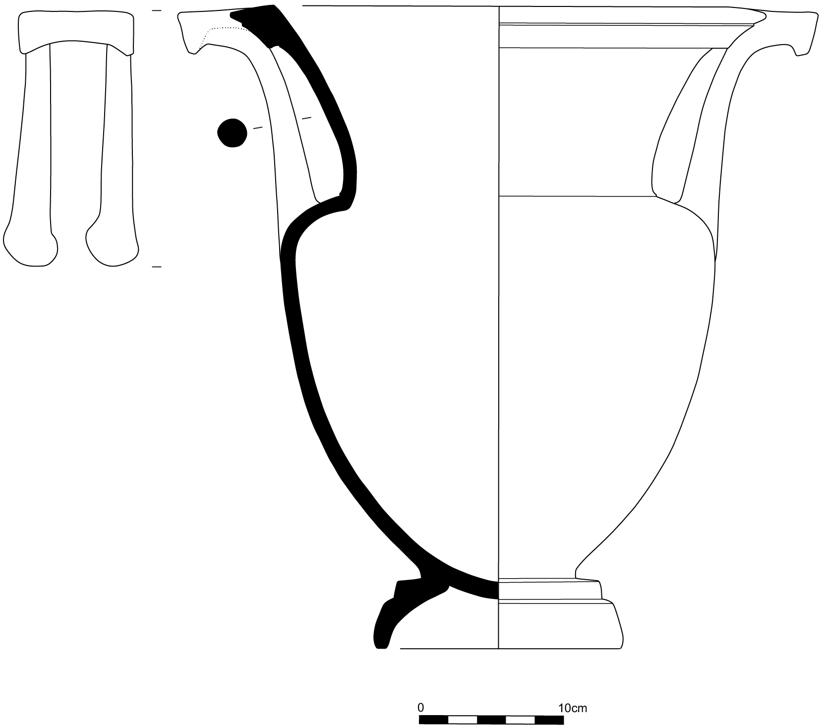 Line drawing profile view of the krater