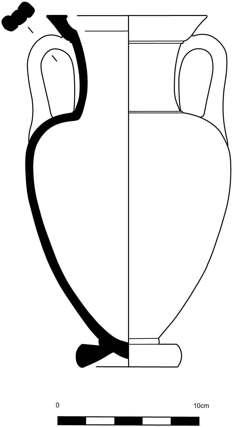 Line drawing profile view of the amphora