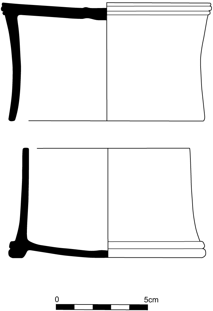 Line drawing profile view of the pyxis