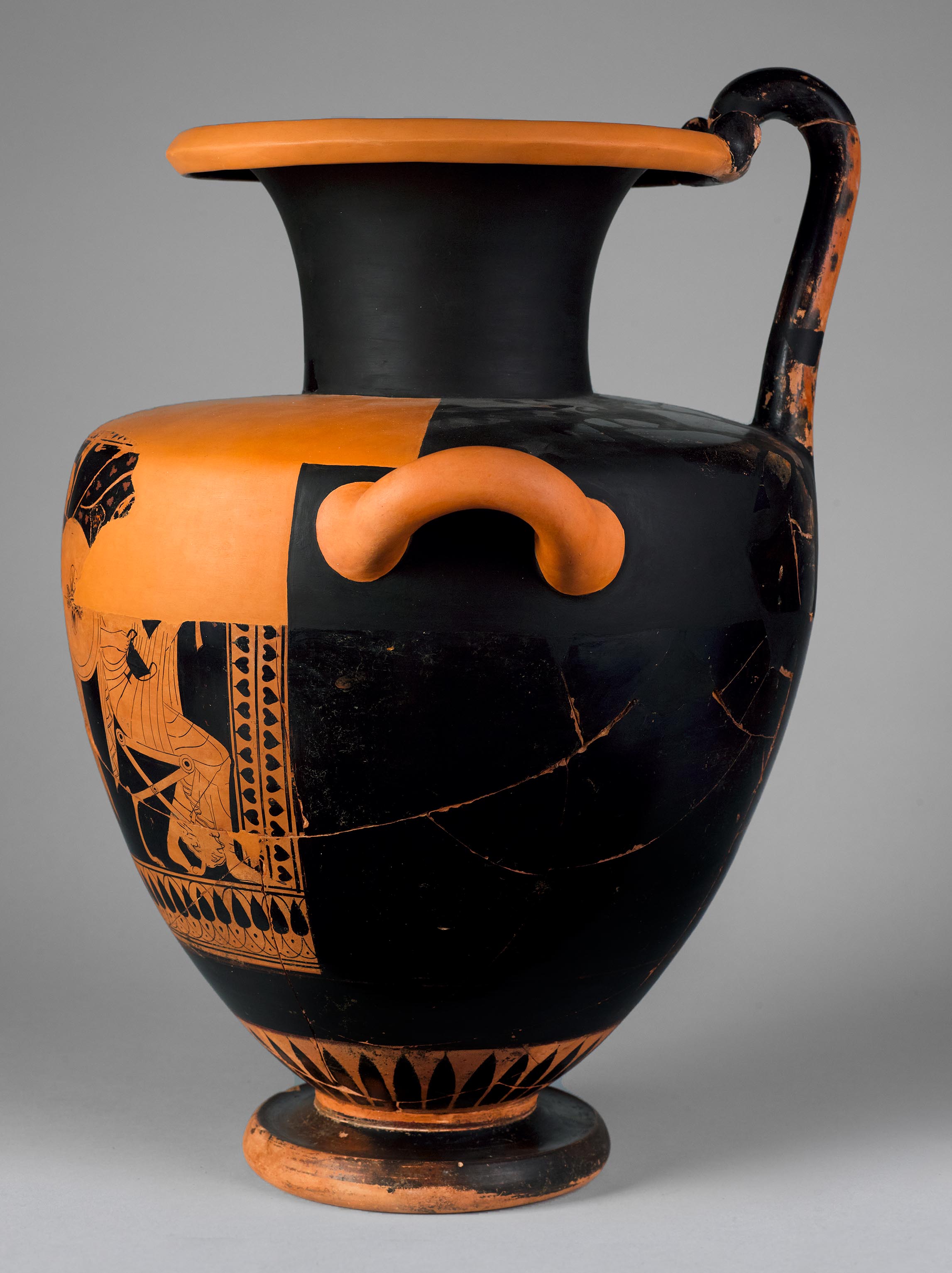 Side view of the vase, showing the right side, with a partial view of Dionysos