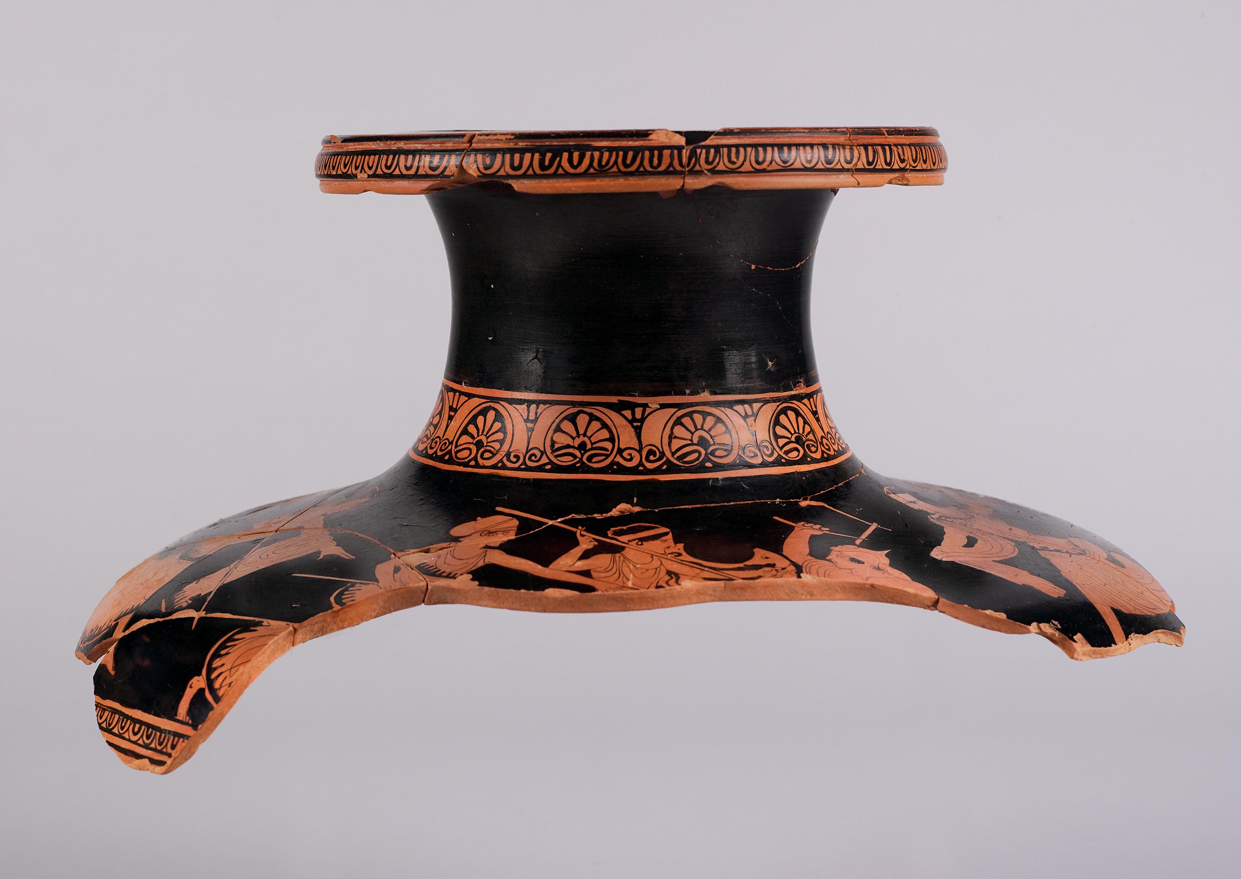 One view of joined fragments from a kalpis, the body depicting the Death of Orpheus