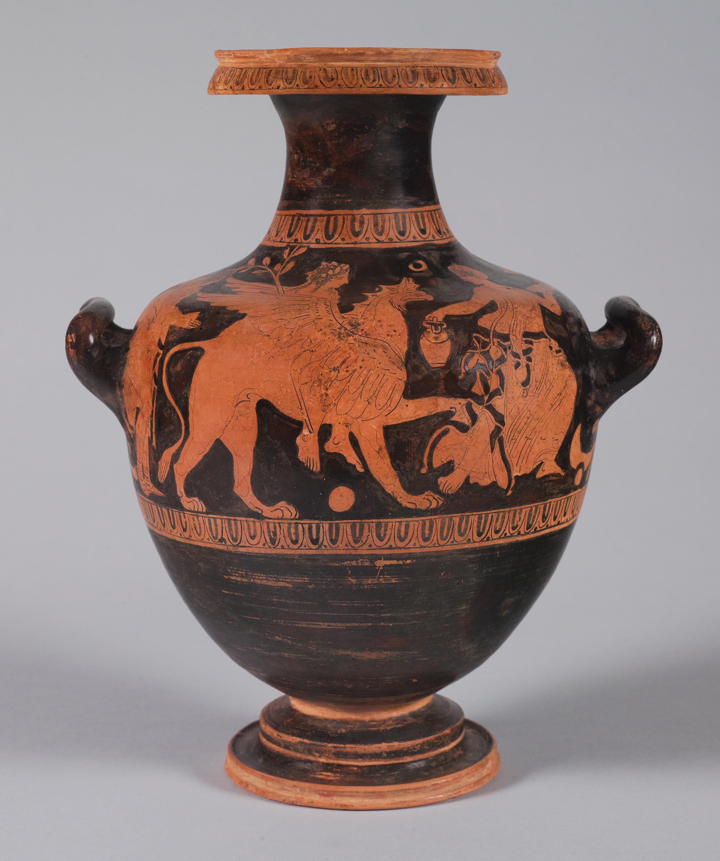 One view of a vase, the body depicting Apollo riding a griffin