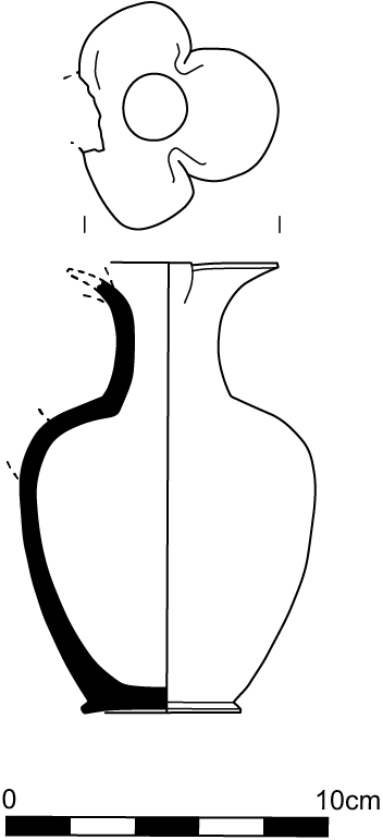 Line drawing profile view of the oinochoe