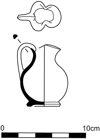 Line drawing profile view of the oinochoe