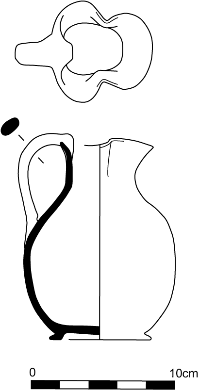 Line drawing profile view of the oinochoe